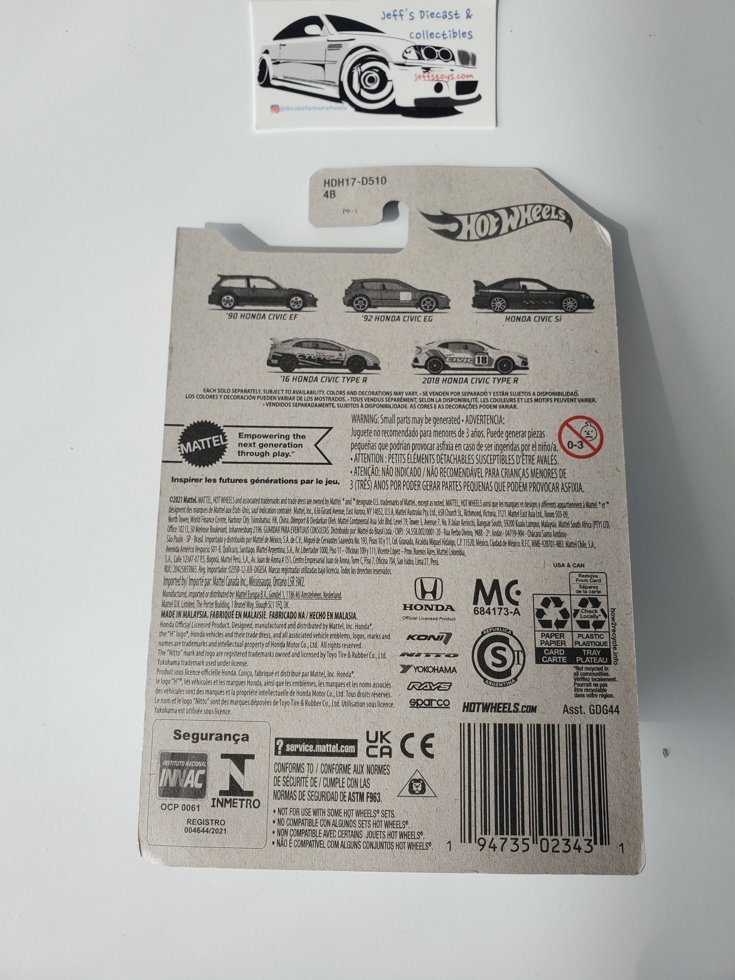 2022 Hot Wheels '90 Honda Civic EF Honda Series