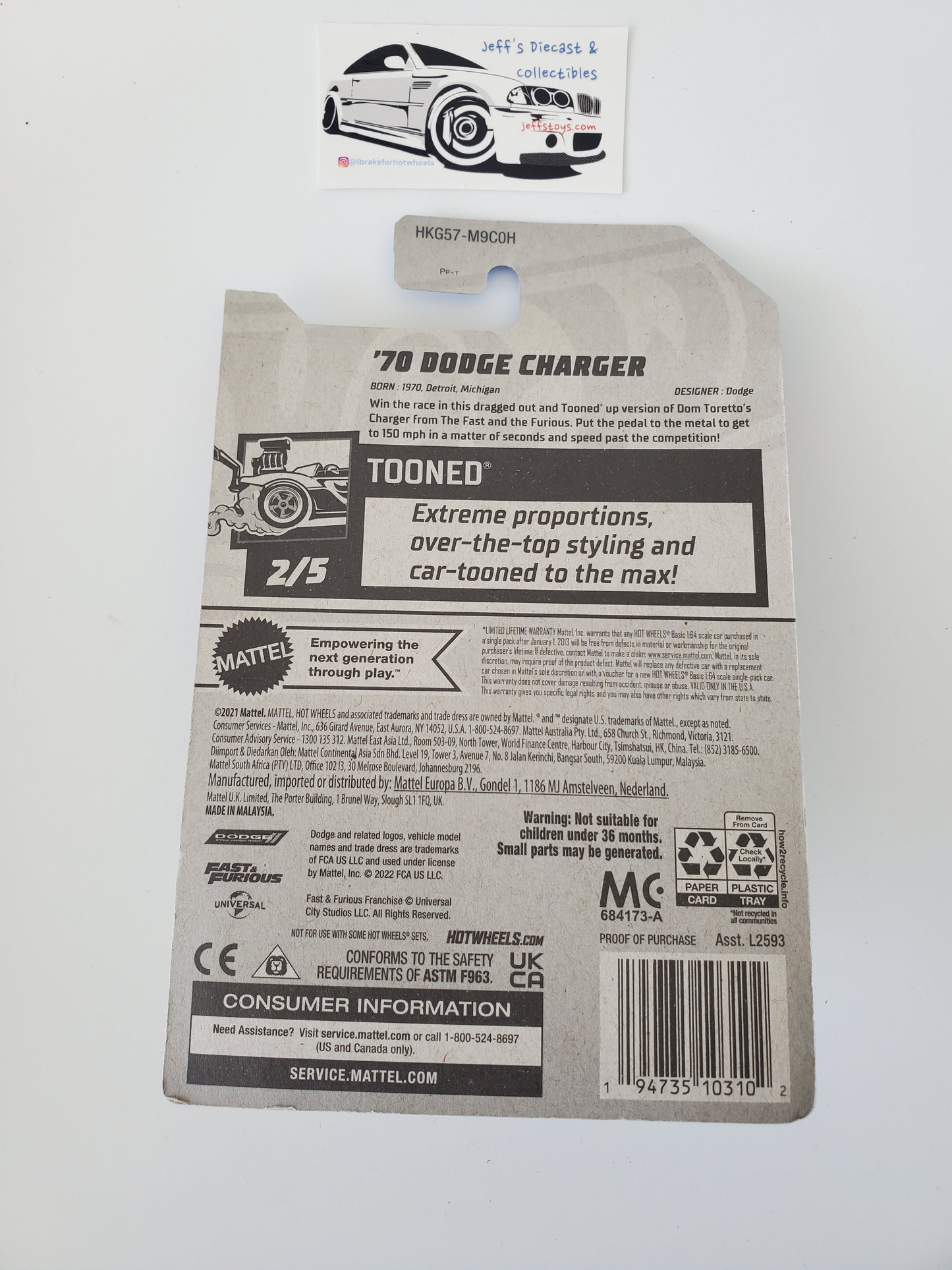 2023 Hot Wheels Fast and Furious Tooned Dodge Charger