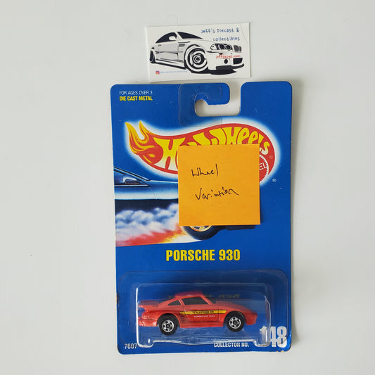 1991 Hot Wheels Porsche 930 #148 b/w Wheels