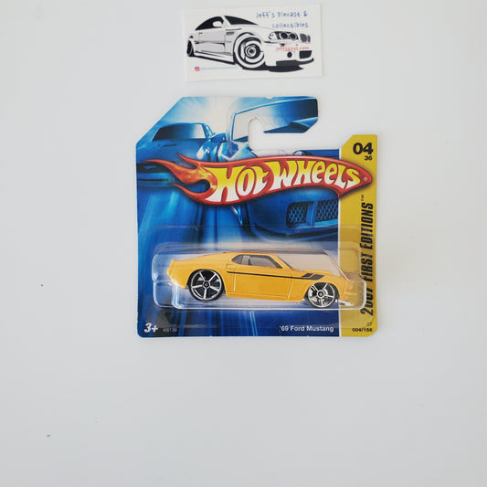 2007 Hot Wheels '69 Ford Mustang #4 Yellow Short Card