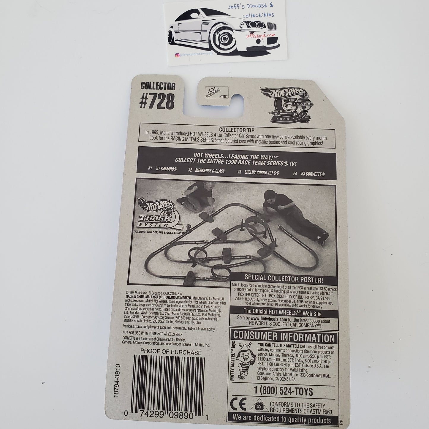 1998 Hot Wheels '63 Corvette #728 Race Team Series