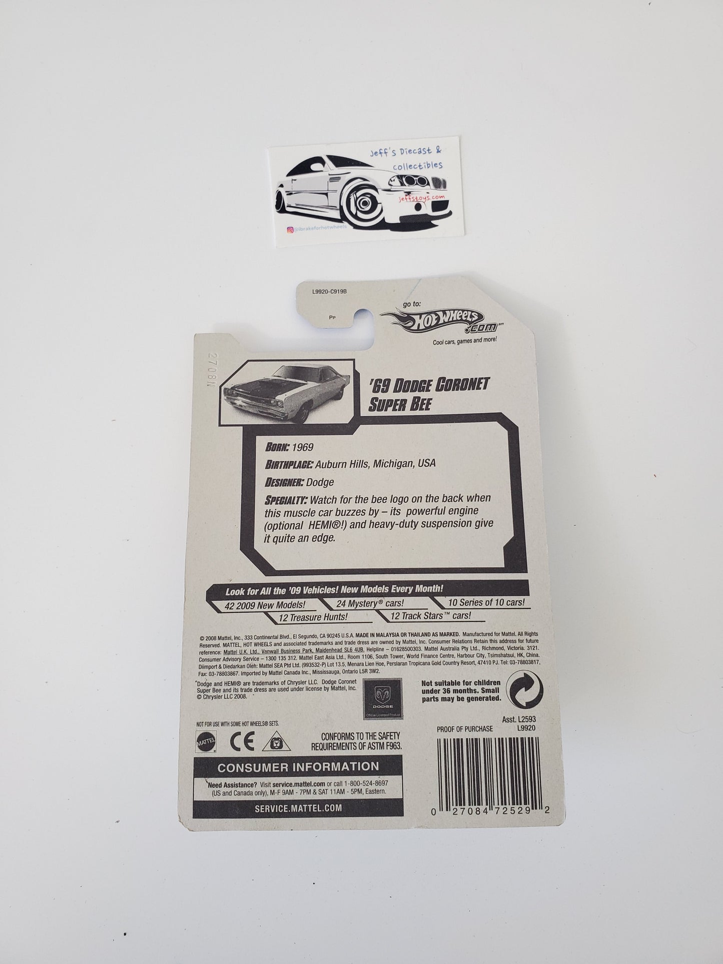 2008 Hot Wheels '69 Dodge Coronet Super bee #5