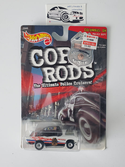 1999 Hot Wheels Cop Rods '57 Chevy Columbus Police Real Riders