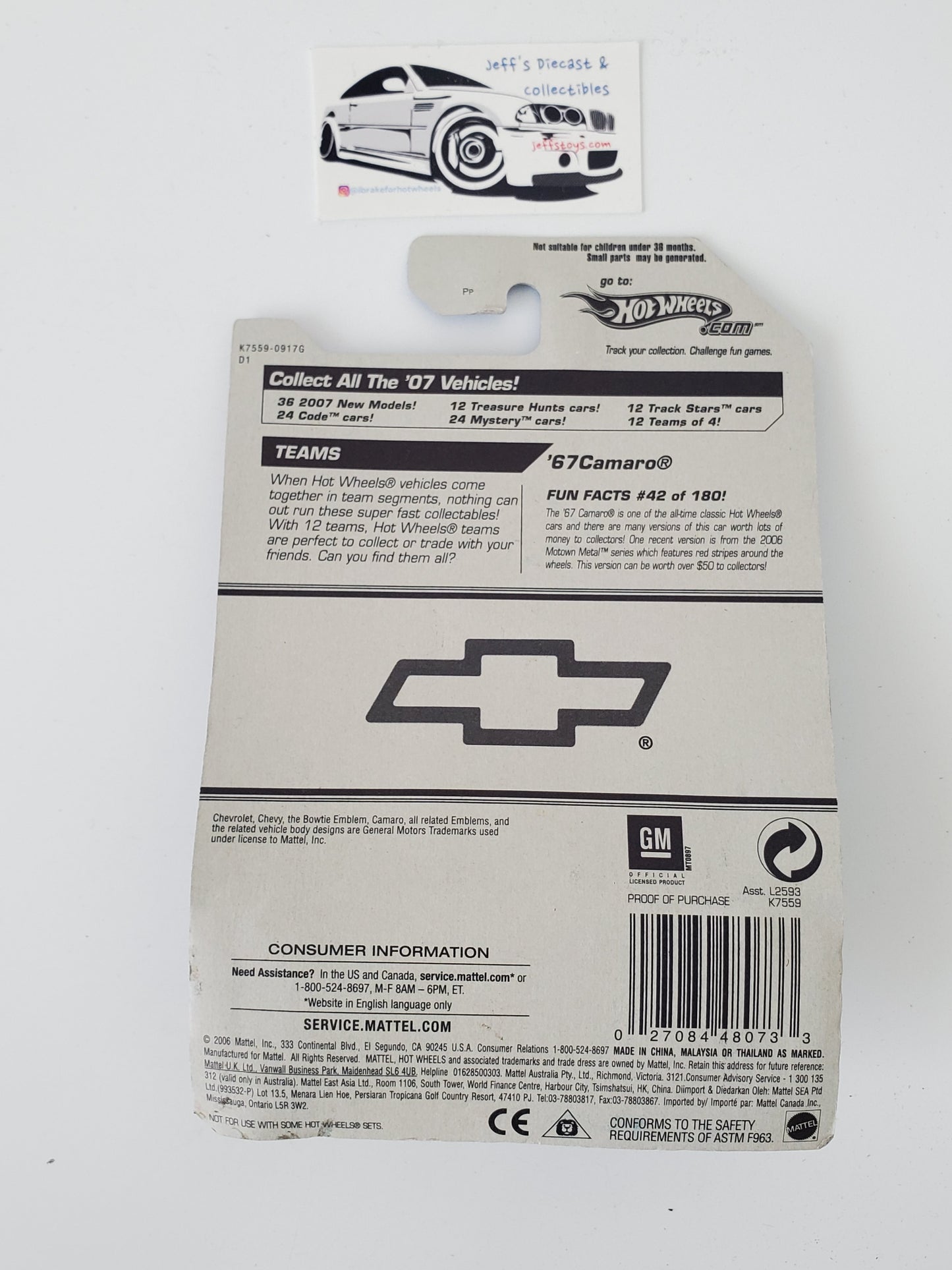 2007 Hot Wheels '67 Camaro #42 - warped card