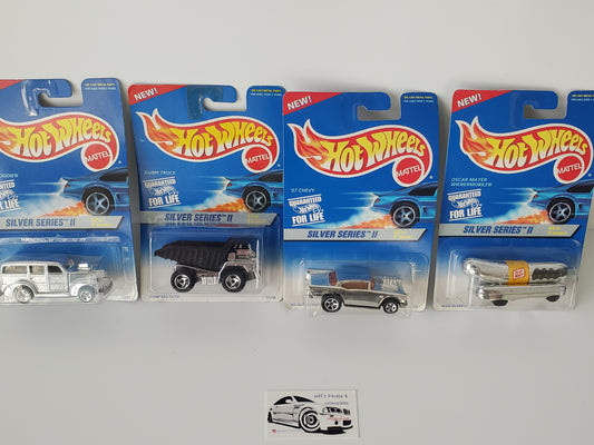 1996 Hot Wheels Silver Series II - Complete Set of 4 Wienermobile, etc