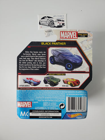 2017 Hot Wheels Character Cars Black Panther Comic Book Styling