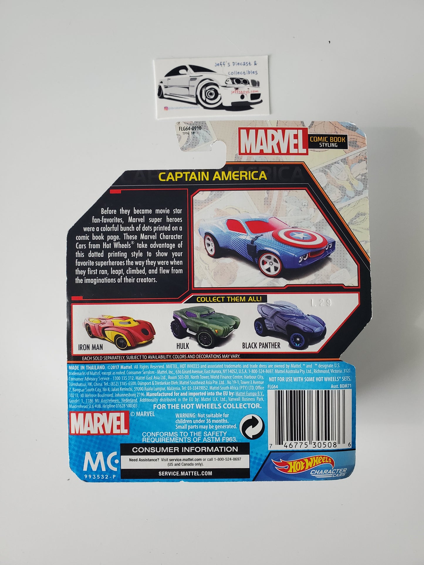 2017 Hot Wheels Character Cars Captain America Comic Book Styling
