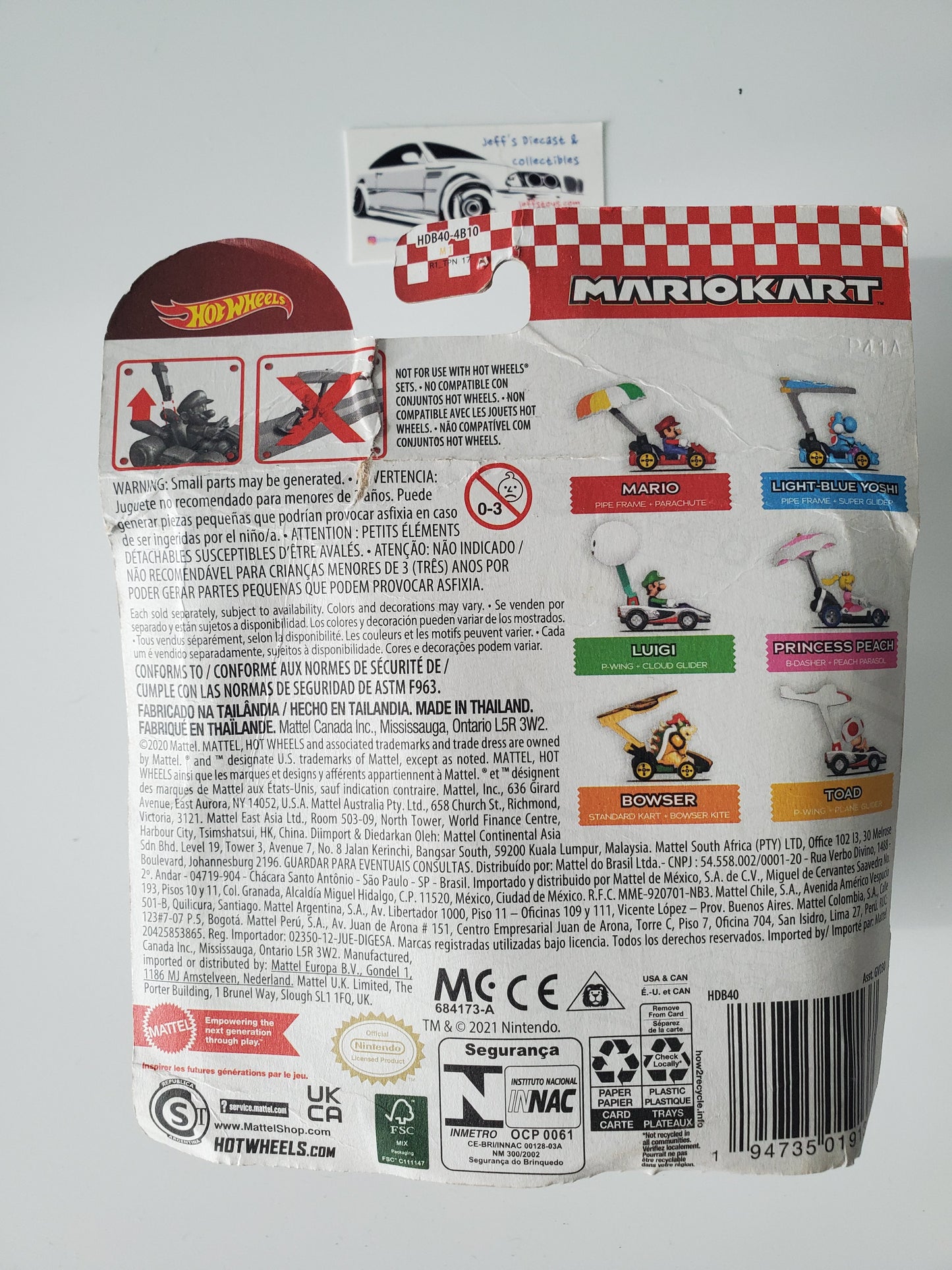 Hot Wheels Mario Kart Mario Pipe Frame Parachute - Bad Card