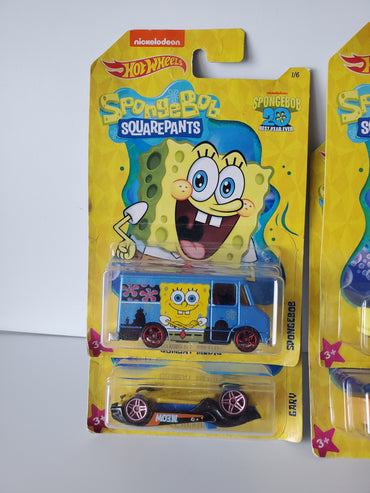 2019 Hot Wheels Spongebob Squarepants 6 Car Set - 20 Year With Error!