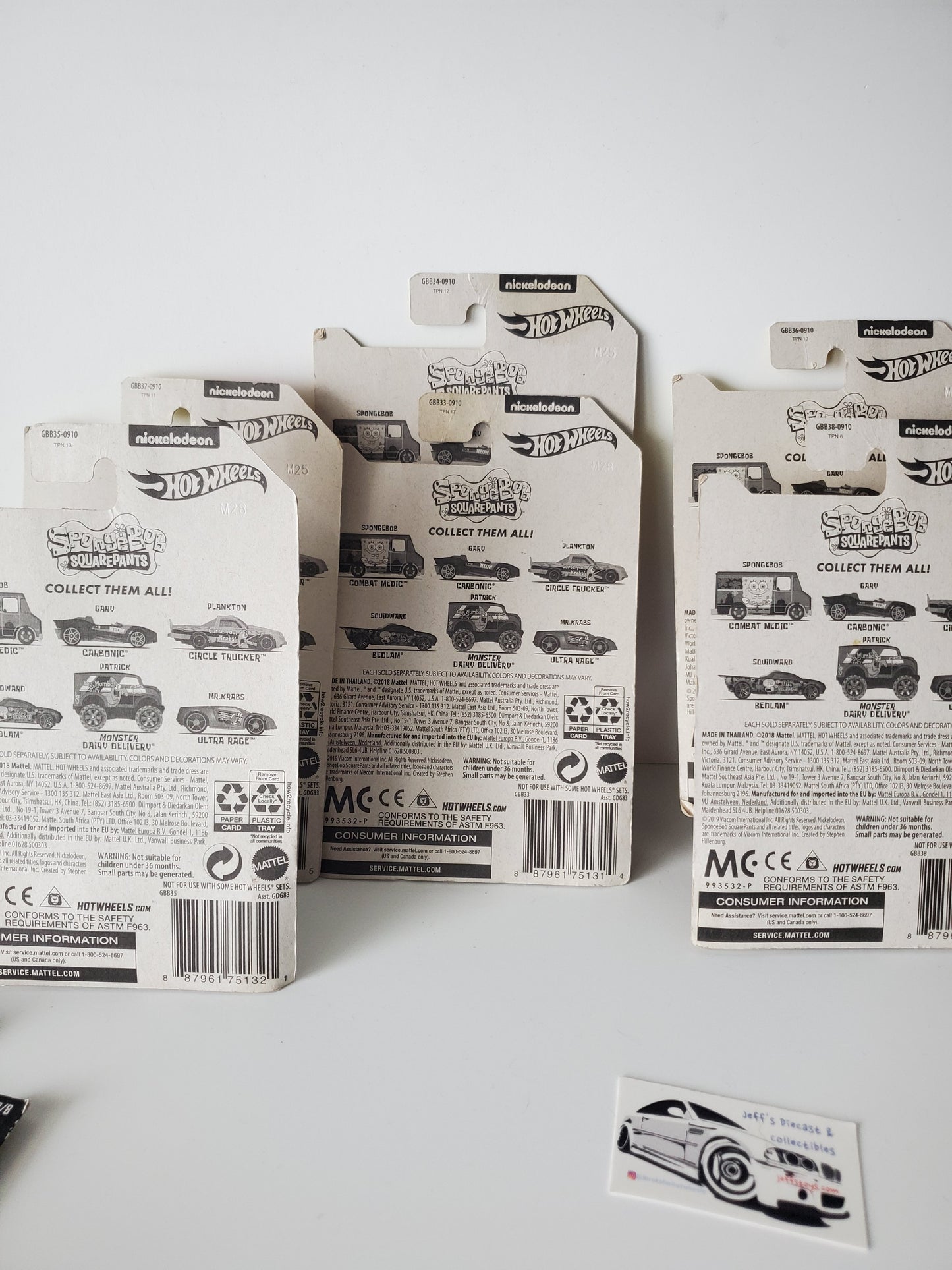 2019 Hot Wheels Spongebob Squarepants 6 Car Set - 20 Year With Error!