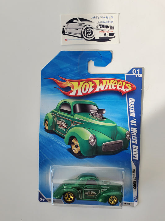 2010 Hot Wheels Custom '41 Willys Coupe Green #139