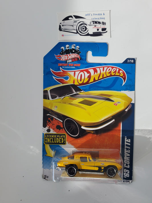 2011 Hot Wheels '63 Corvette #87 License Plate Card