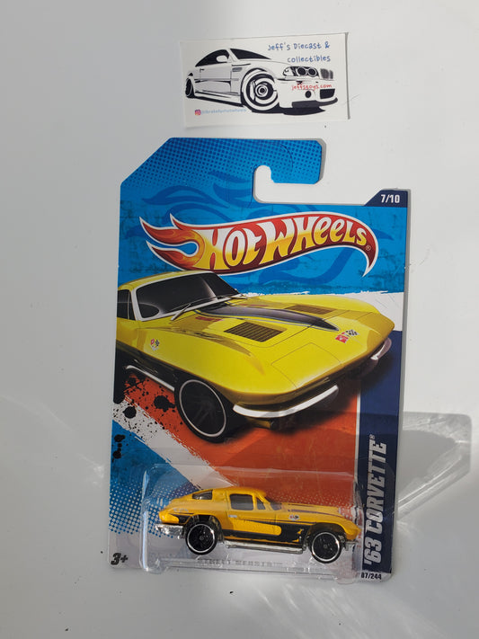 2011 Hot Wheels '63 Corvette #87 Yellow