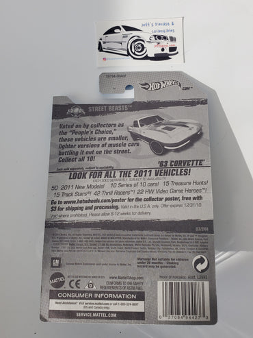 2011 Hot Wheels '63 Corvette #87 Yellow
