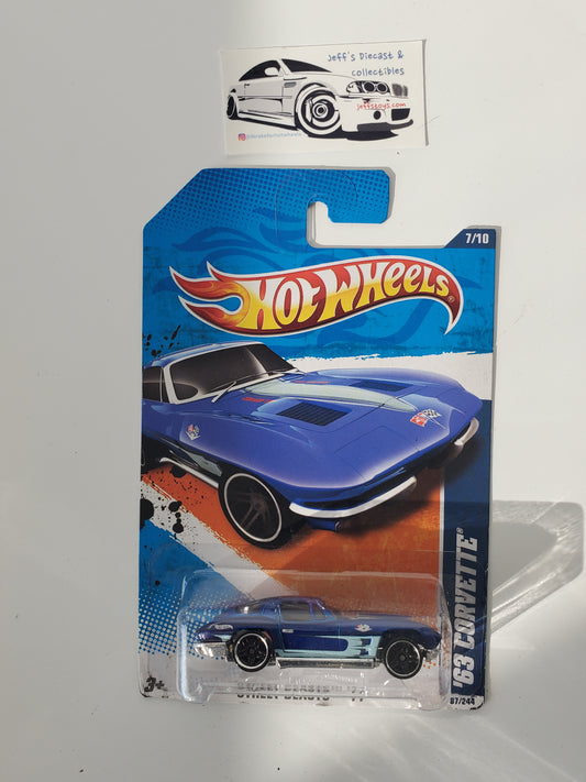 2011 Hot Wheels '63 Corvette #87 Blue