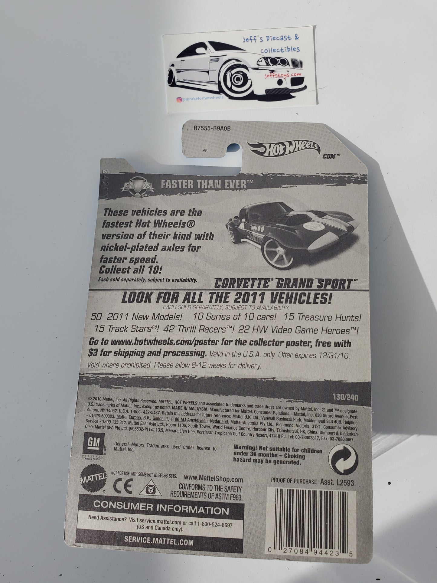 2011 Hot Wheels Corvette Grand Sport #130 Faster Than Ever Black