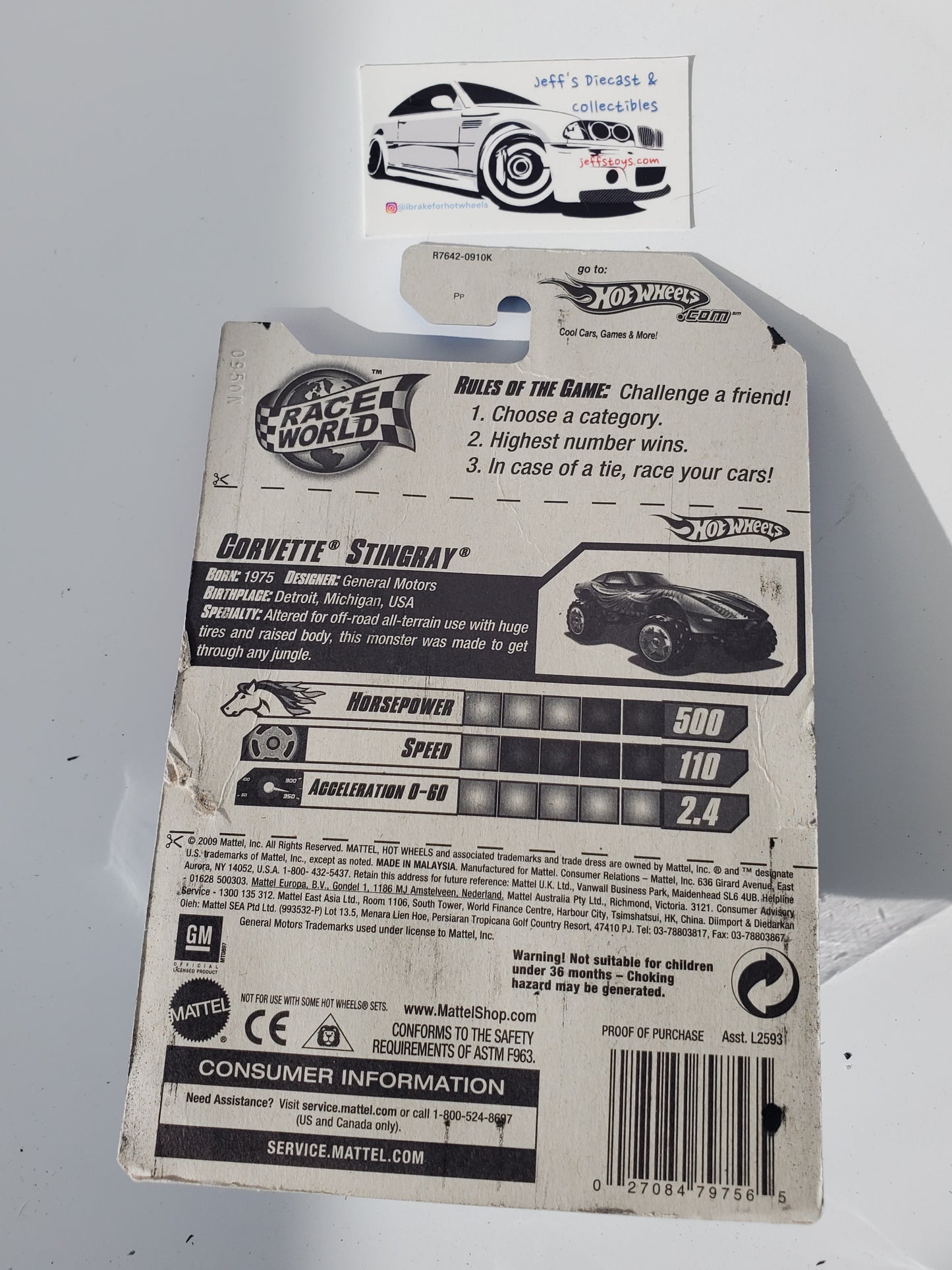 2010 Hot Wheels Corvette Stingray #213