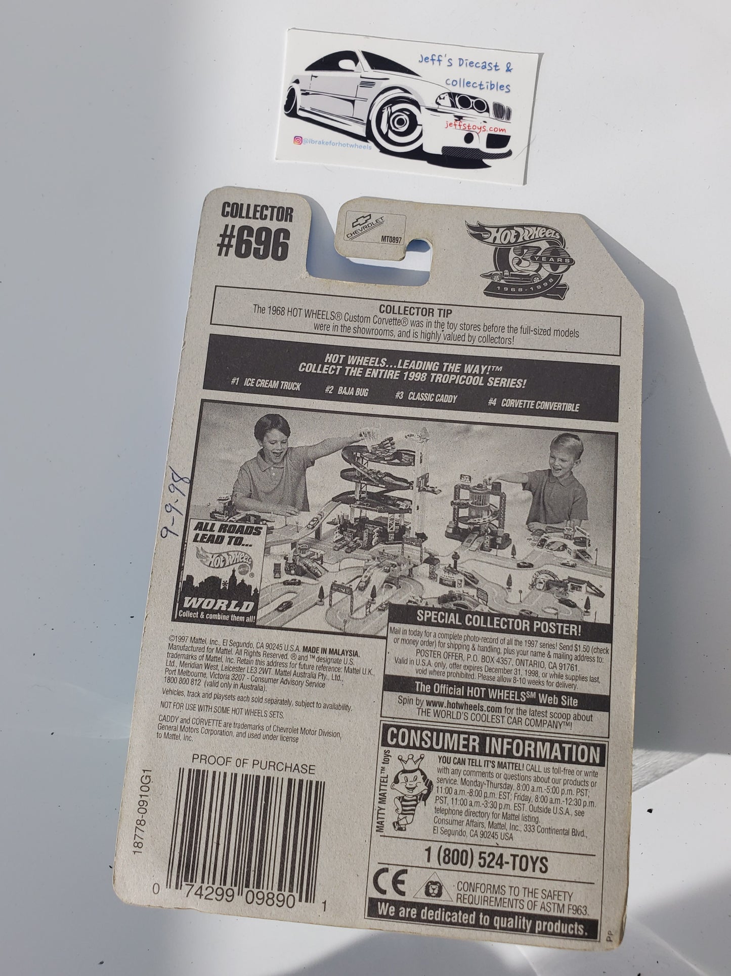 1998 Hot Wheels Custom Corvette #696 Tropicool