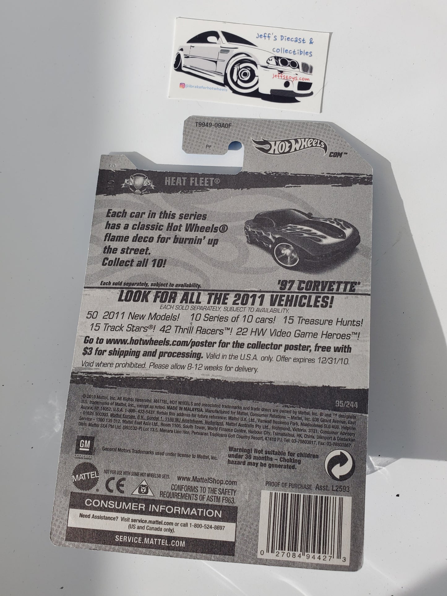 2011 Hot Wheels '97 Corvette #95 Blue