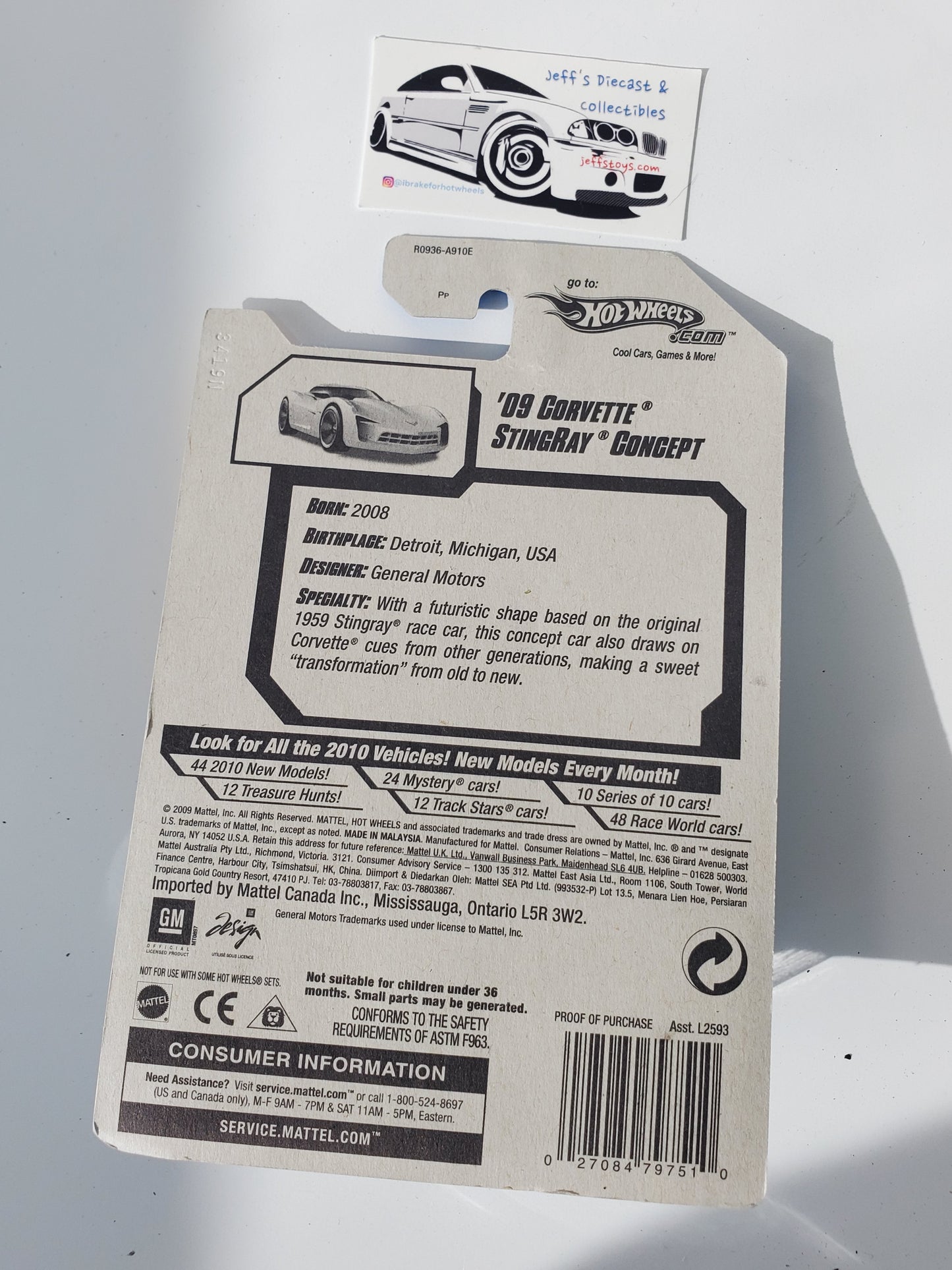 2010 Hot Wheels 2009 Corvette Stingray Concept #19 Yellow