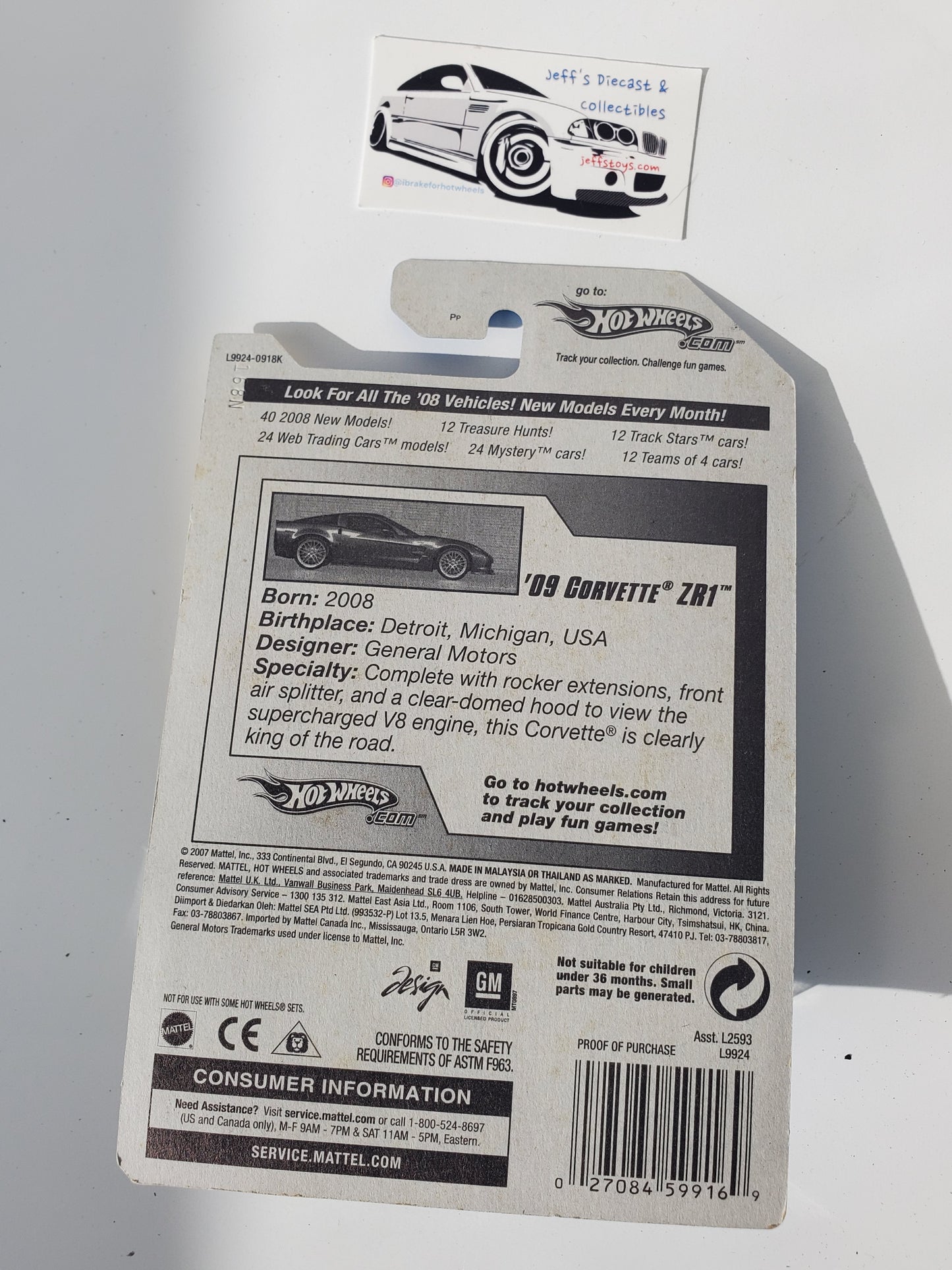 2008 Hot Wheels '09 Corvette ZR1 #9 Blue - Rare