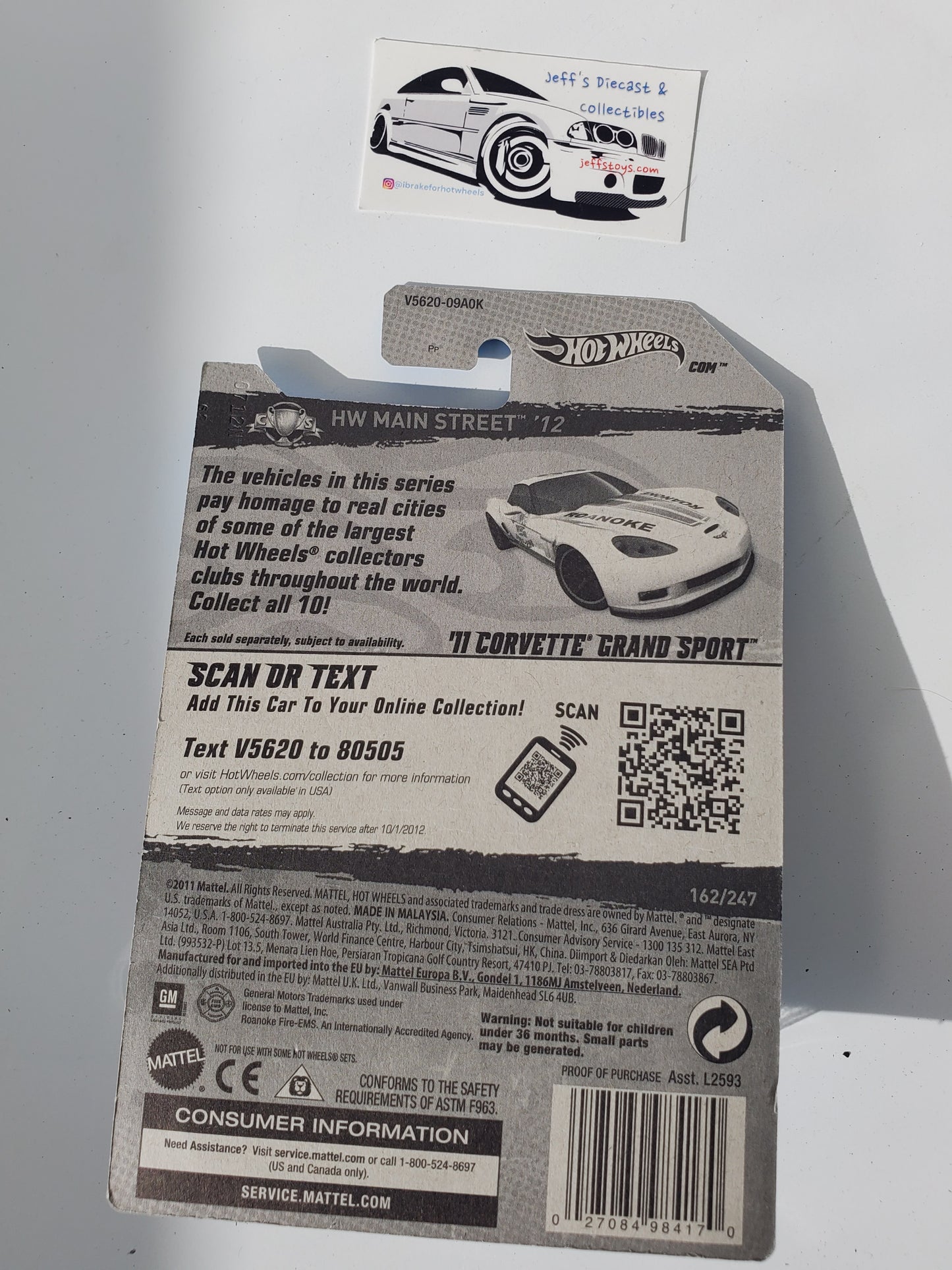 2012 Hot Wheels '11 Corvette Grand Sport #162 White