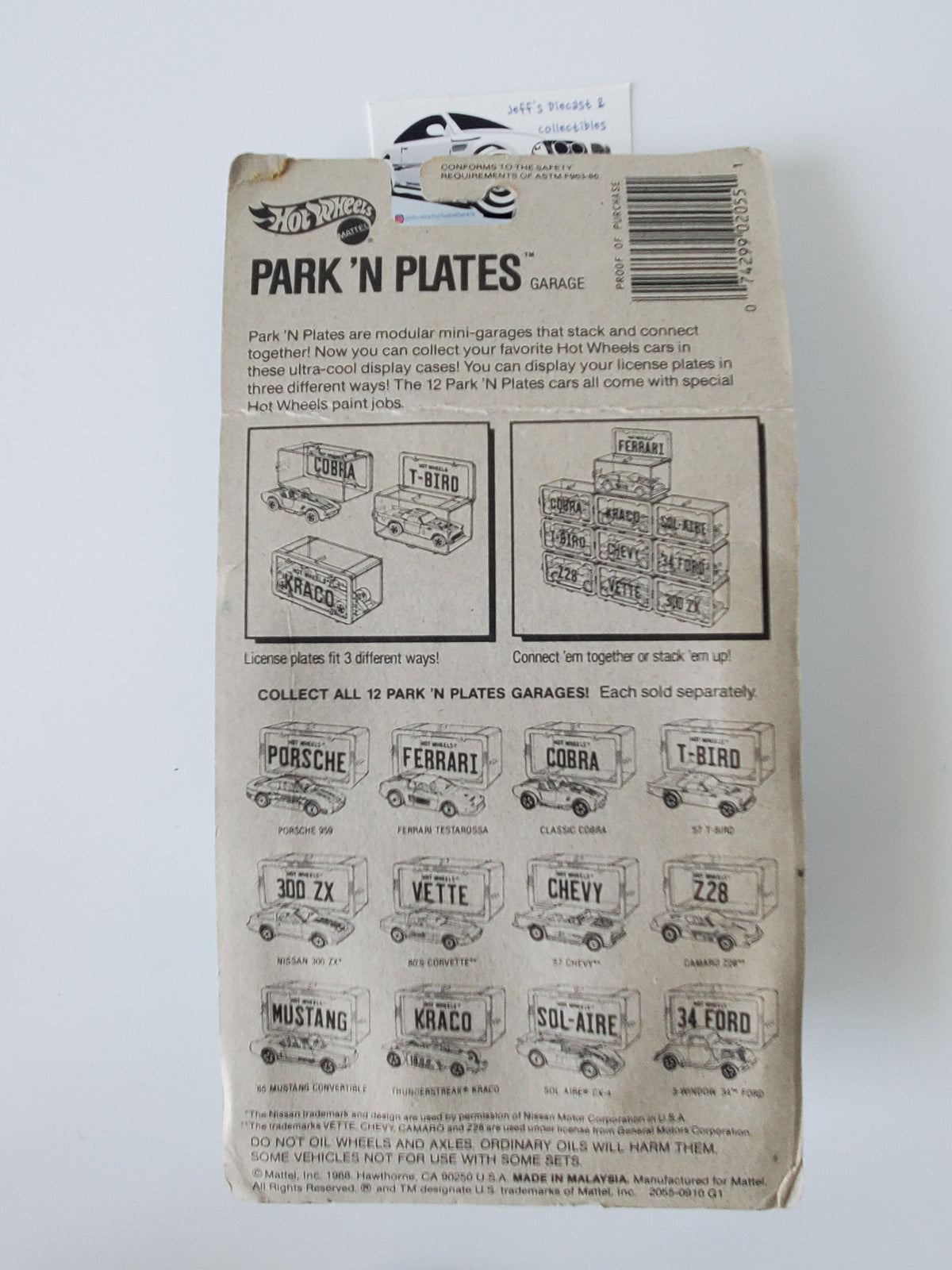 1988 Hot Wheels Park'N Plates Classic Cobra