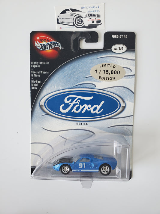 2002 Hot Wheels Ford GT-40 Blue Limited Edition 1/15,000 Real Riders A