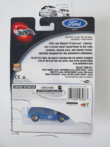 2002 Hot Wheels Ford GT-40 Blue Limited Edition 1/15,000 Real Riders B