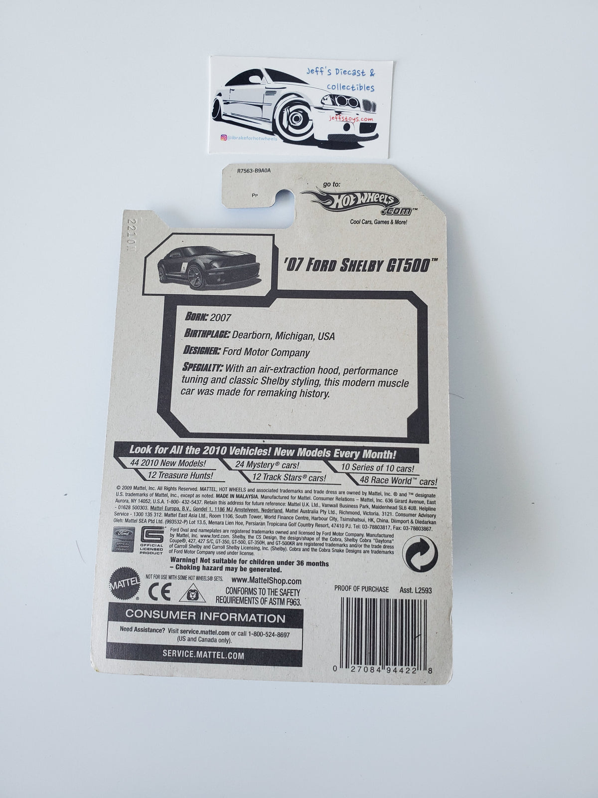 2010 Hot Wheels '07 Ford Shelby GT500 Blue #138 FTE