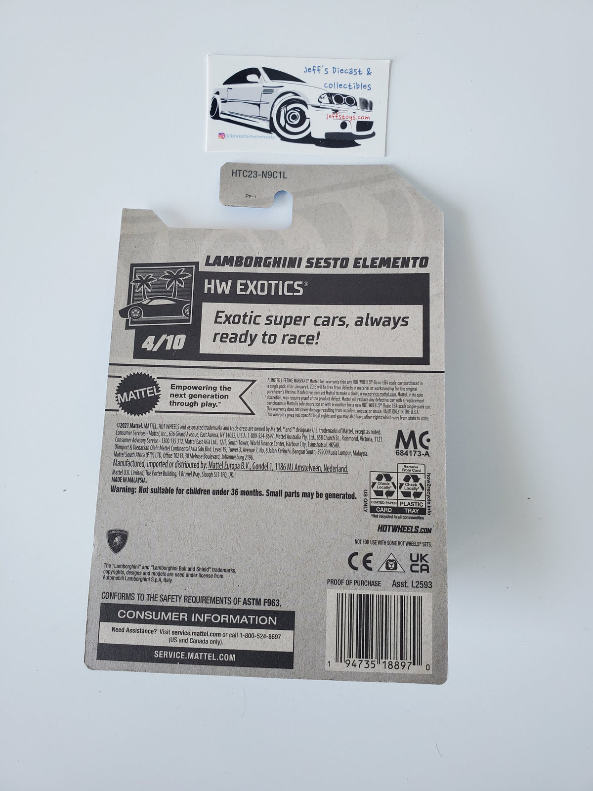 2022 Hot Wheels Lamborghini Sesto Elemento #204