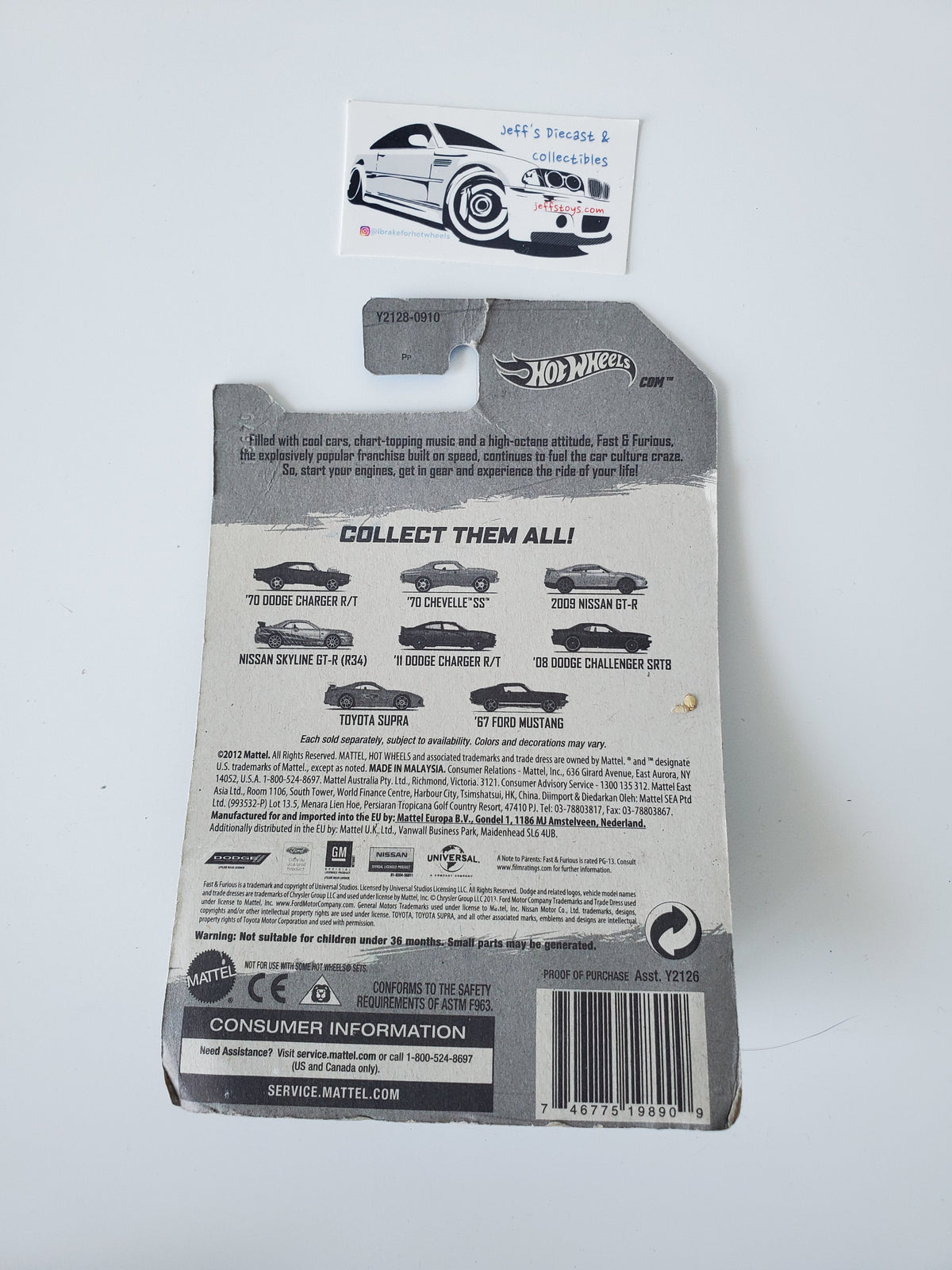 2012 Hot Wheels Fast and Furious '70 Chevelle SS - Damaged Card