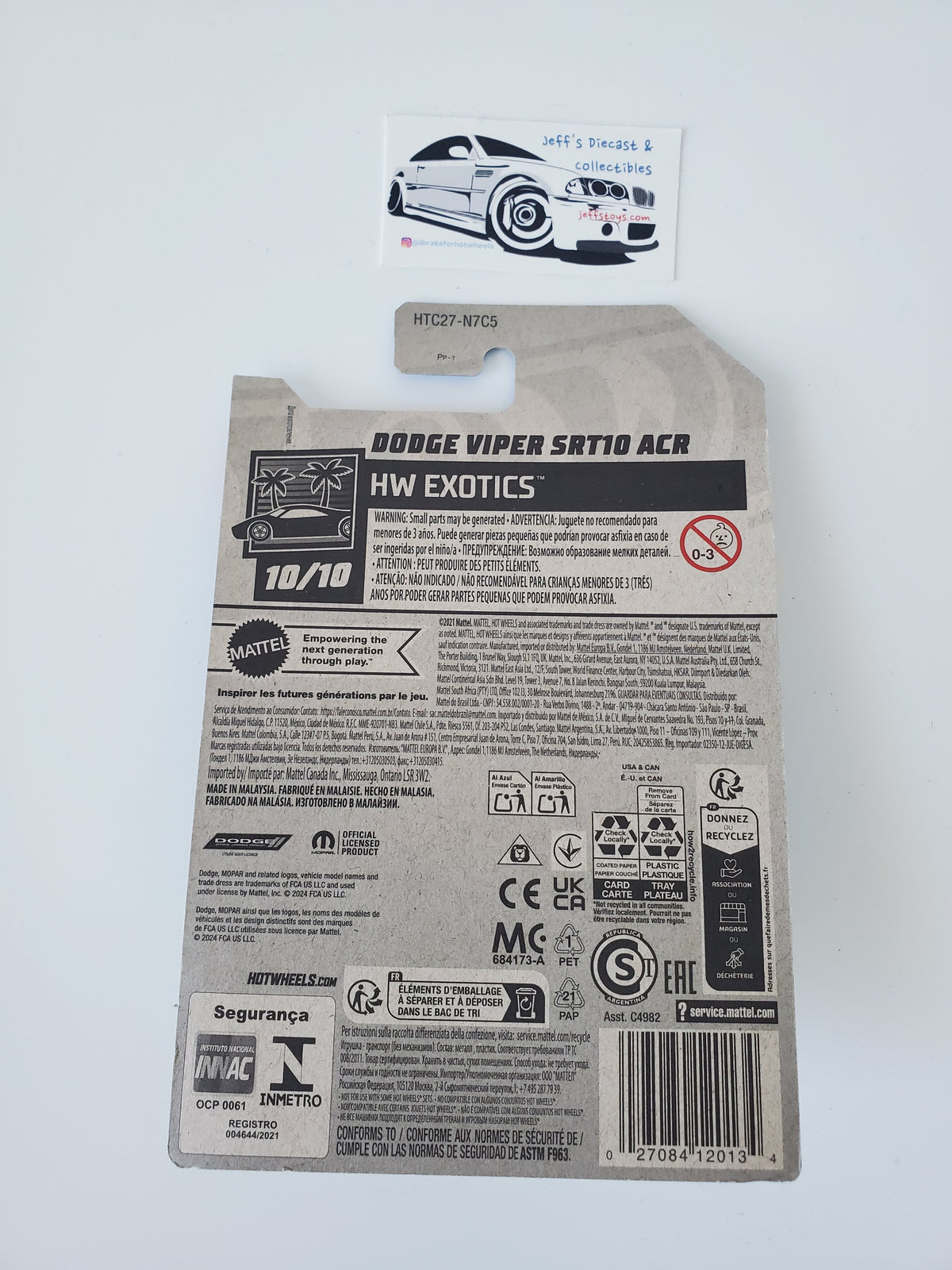 2024 Hot Wheels Dodge Viper SRT10 ACR #241 International Card