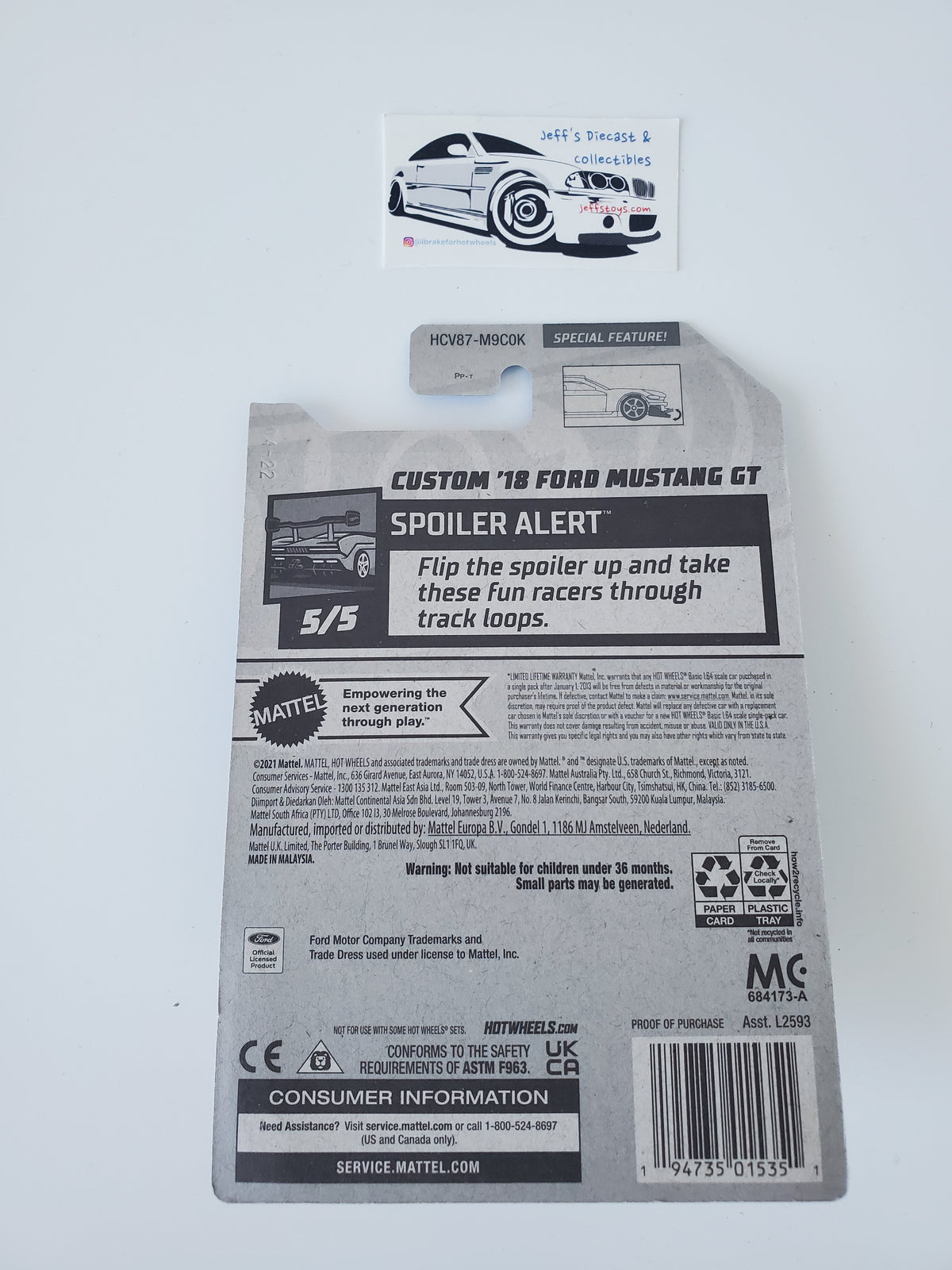 2022 Hot Wheels Custom '18 Ford Mustang GT #175