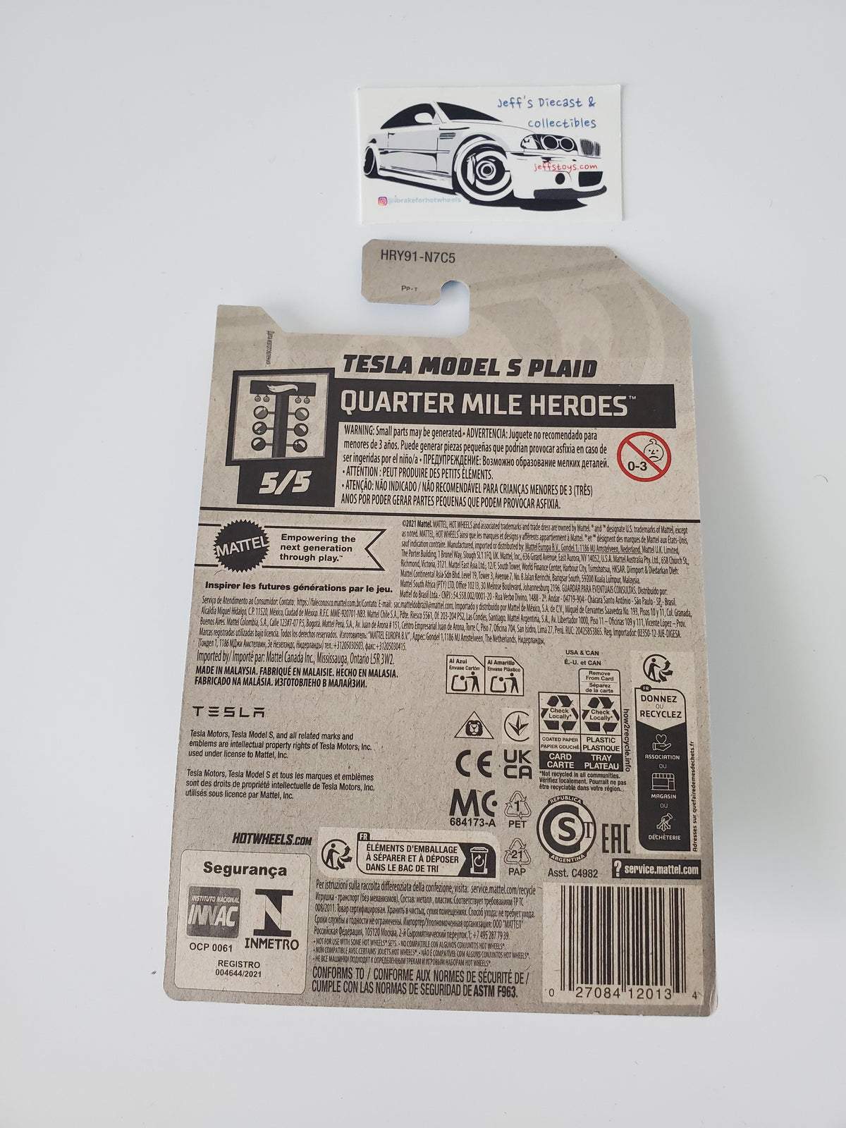 2024 Hot Wheels Tesla Model S Plaid #238 International Card
