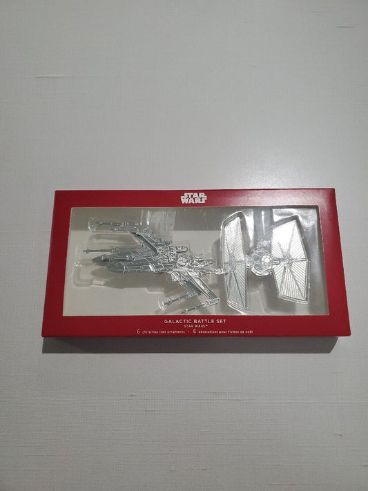 2020 Hallmark Star Wars Galactic Battle set 6 ornaments X-wing/Tie Fighter