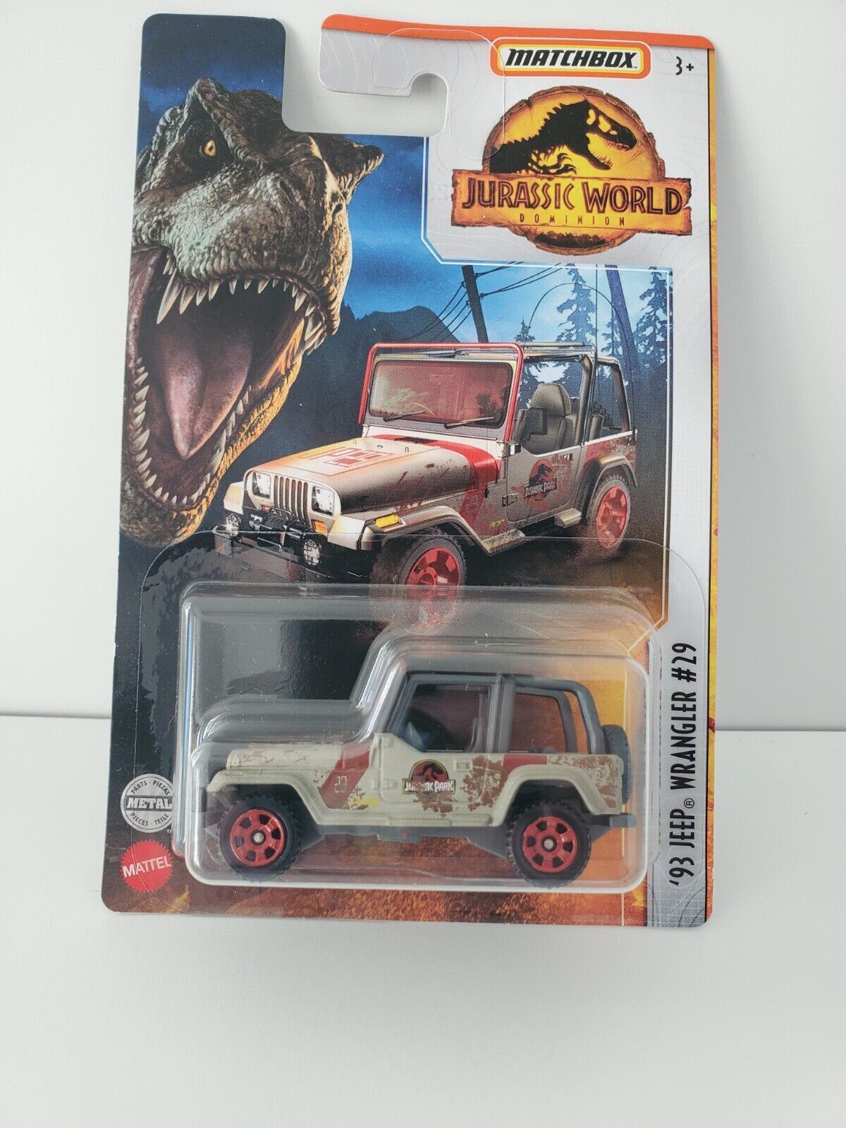 2022 Matchbox Jurassic World Dominion '93 Jeep Wrangler #29 Muddy Variation