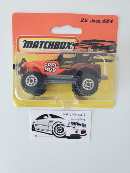 1995 Matchbox Jeep 4x4 Cool Mud #25 Rare Short Card