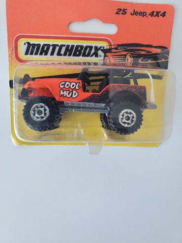 1995 Matchbox Jeep 4x4 Cool Mud #25 Rare Short Card