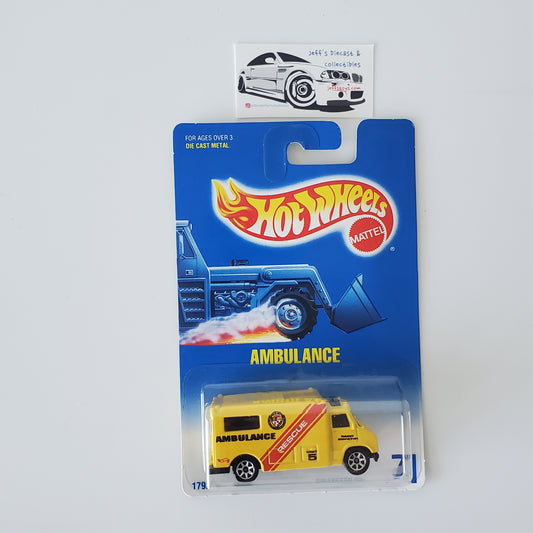 1991 Hot Wheels Ambulance #71 Yellow 7 Spoke