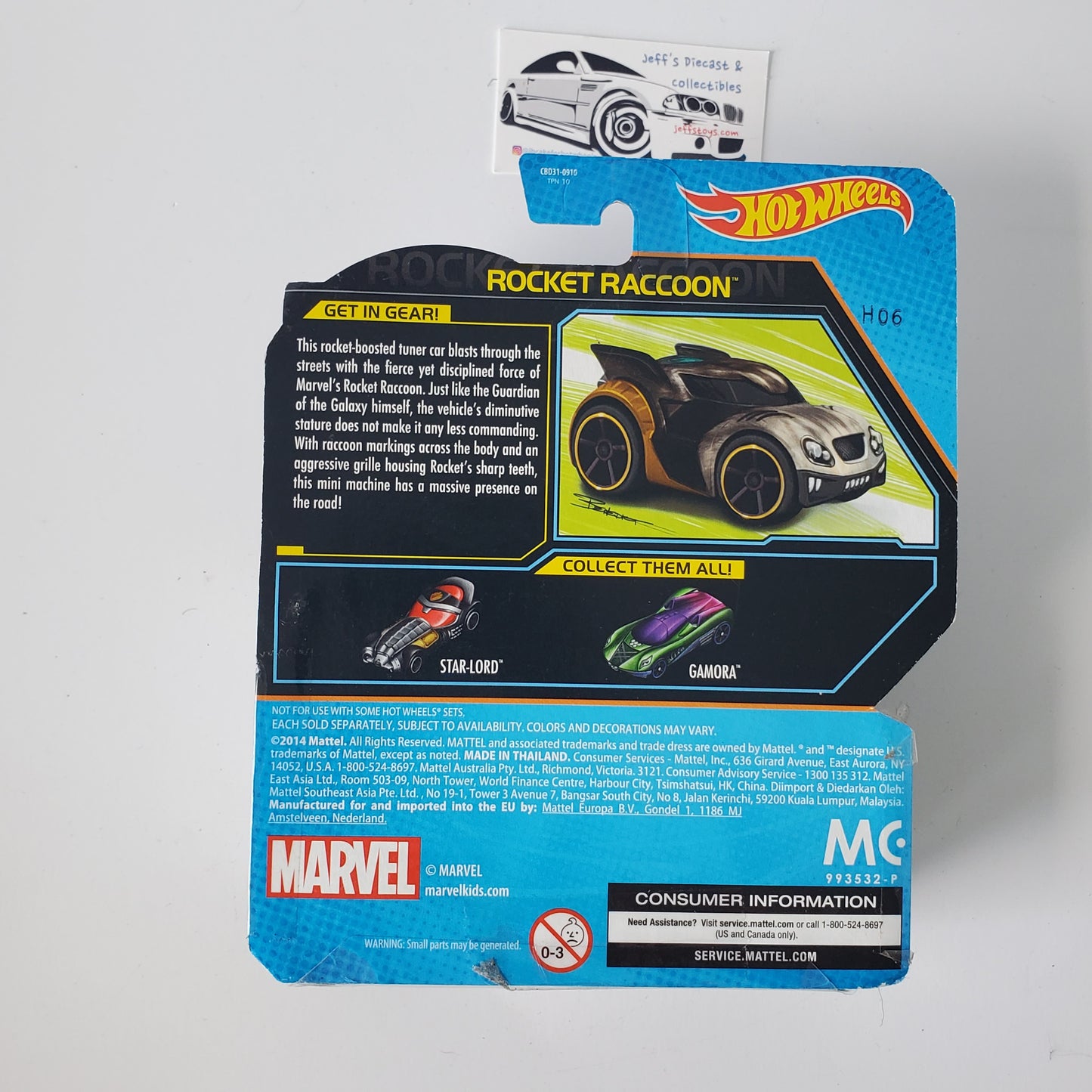 2014 Hot Wheels Guardians of the Galaxy Rocket Raccoon Character Car