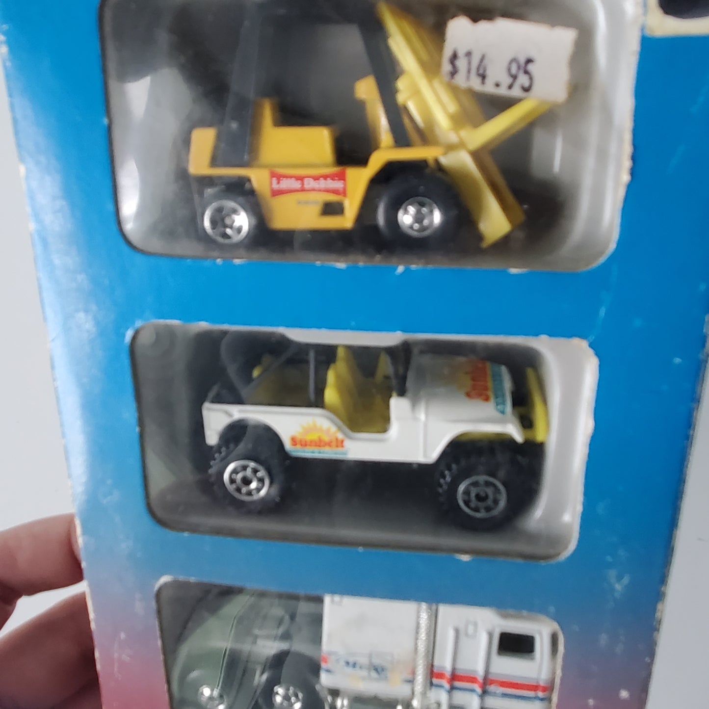 1996 Hot Wheels Little Debbie Series II 3 Pack Thunder Roller, Jeep, Forklift