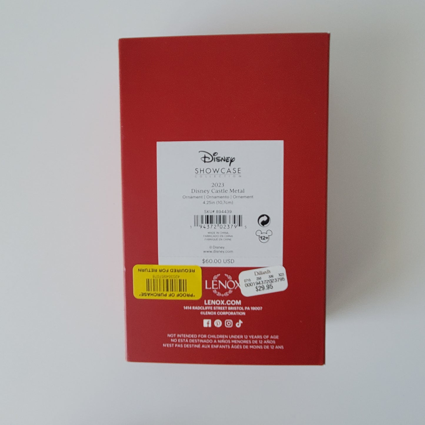 2023 Lenox Disney Cinderella's Castle Christmas Ornament 100th Anniversary