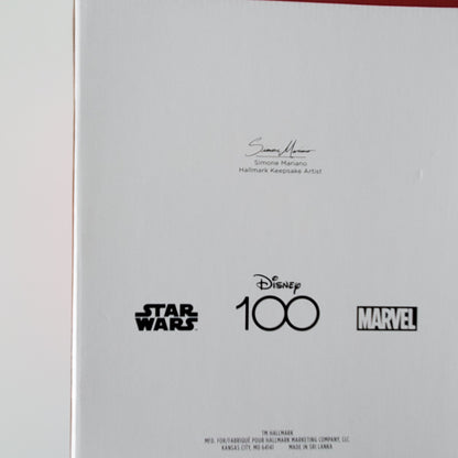 2023 Hallmark Disney Star Wars and Marvel Heroes 100th Anniversary Christmas Ornament Set