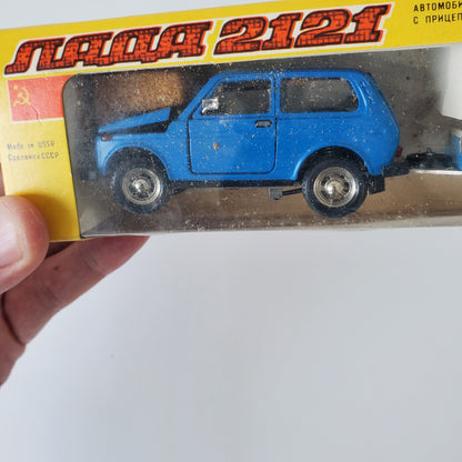 1988 Lada 2121 NIVA Skif M Blue Diecast Car Trailer 1:43 Scale Vintage Russian USSR