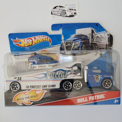 Hot Wheels Roll Patrol Super Rig Tractor Trailer Police Helicopter