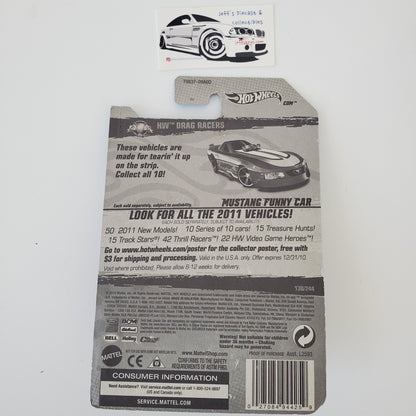 2011 Hot Wheels Ford Mustang Funny Car #130 **Card Variation