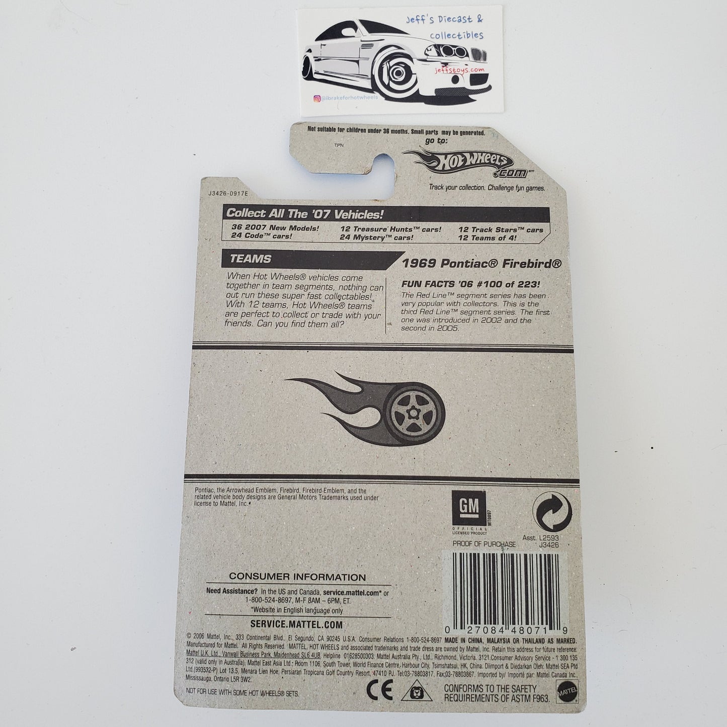 2007 Hot Wheels '69 Pontiac Firebird Redline #100