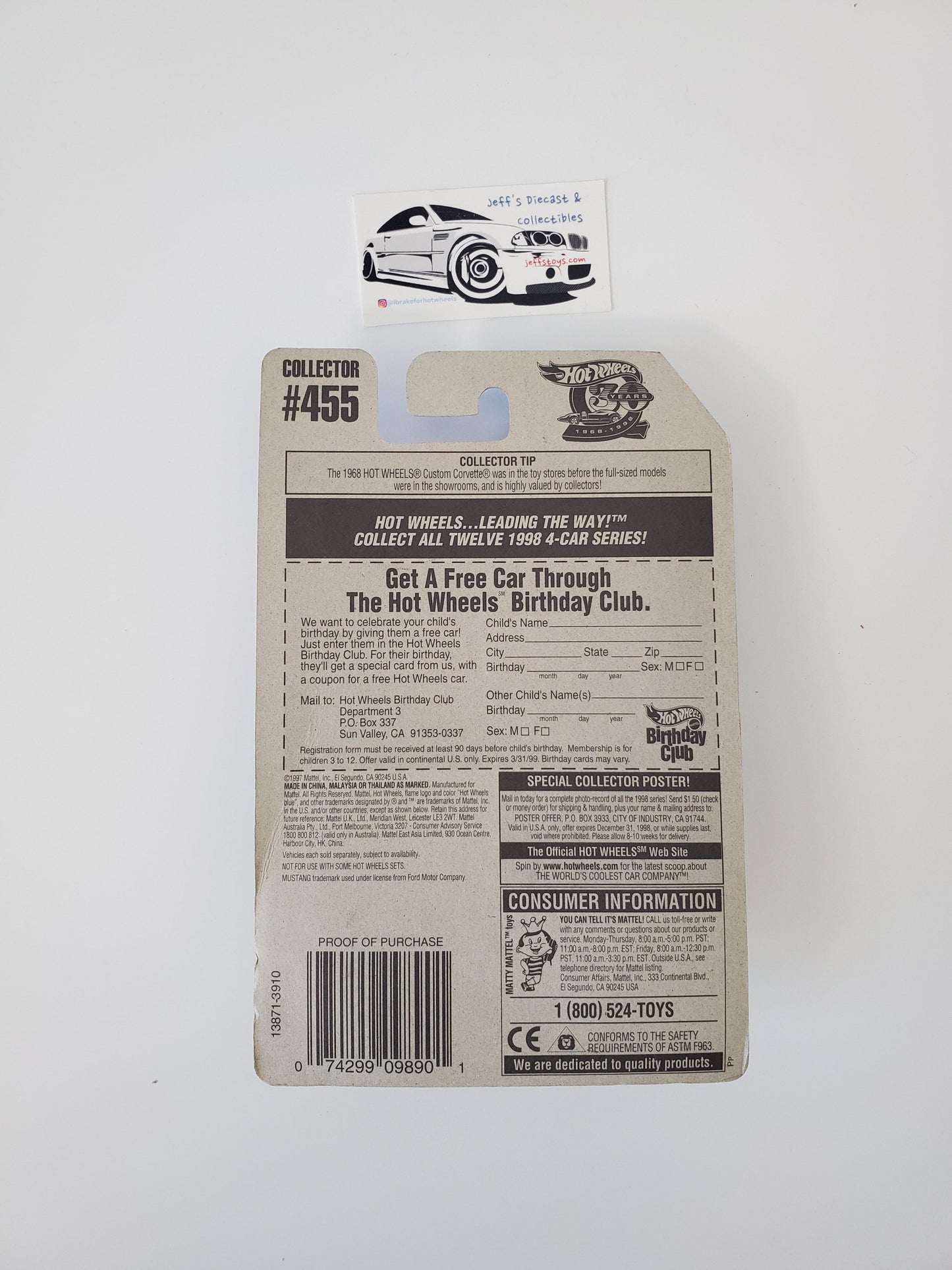 1998 Hot Wheels '65 Ford Mustang Convertible #455 - China Base