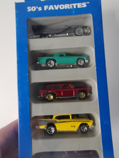 1995 Hot Wheels 50's Favorites 5 Pack - Chevy, Ford, Cadillac